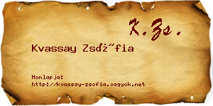 Kvassay Zsófia névjegykártya
